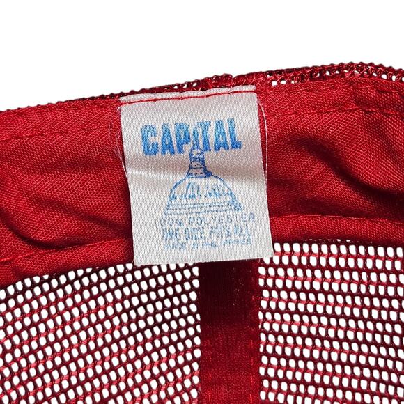 Vintage Chevron Carriers Trucker Hat Snapback Cap Red White Capital Mesh Bach - Picture 8 of 9